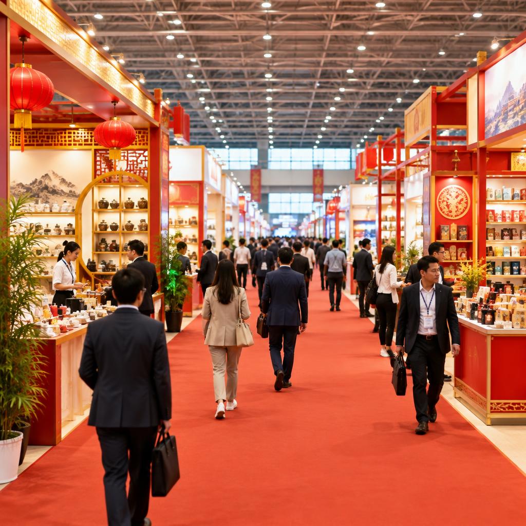 Culoar comercial la un târg de producători din China